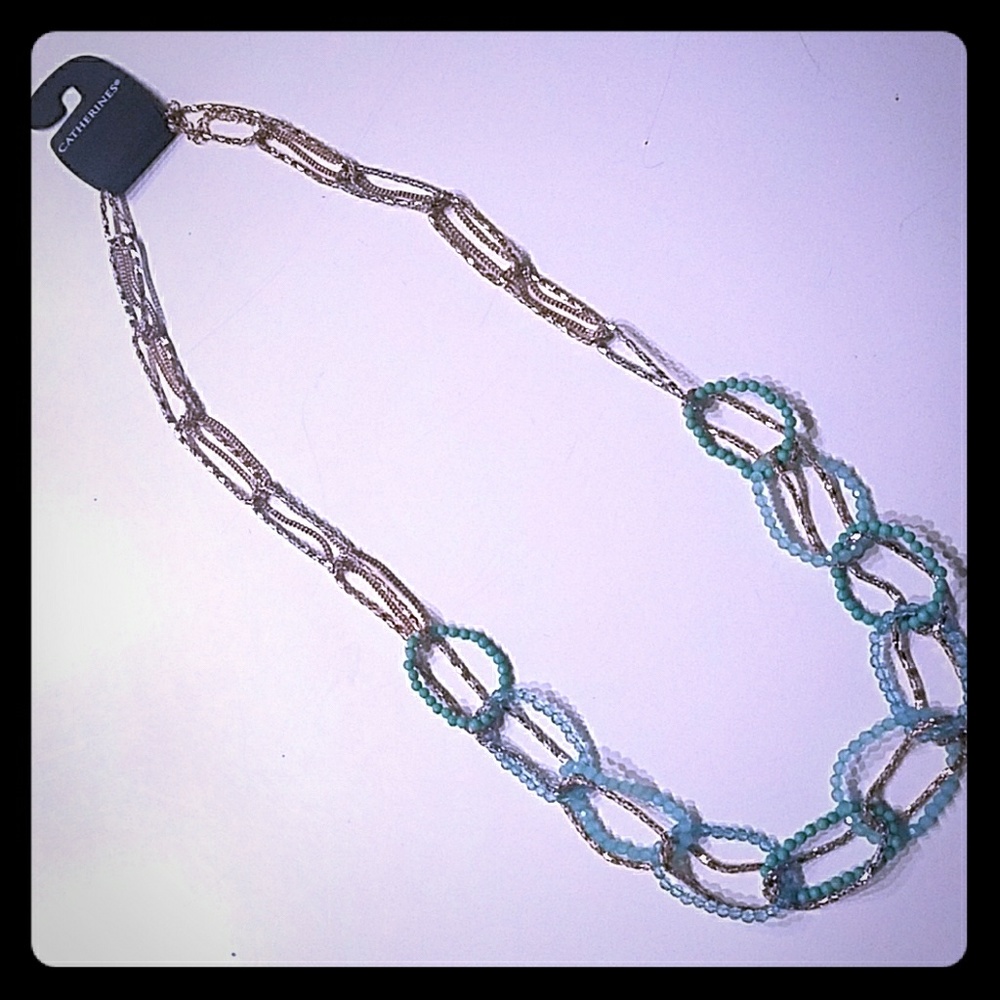 Blue & Gold Beaded Necklace